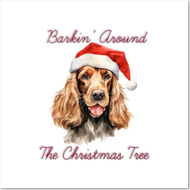 Christmas English Cocker Spaniel Dog in Santa Hat Wall Art by Pawsitive Curios